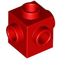 Lego kostka (kostička) 1x1 s nopy na čtyřech stranách, červená (473321, 4239056, 6176296)